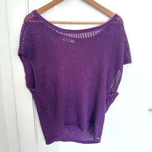 Garage Purple Open Weave Short Sleeve Top Size L